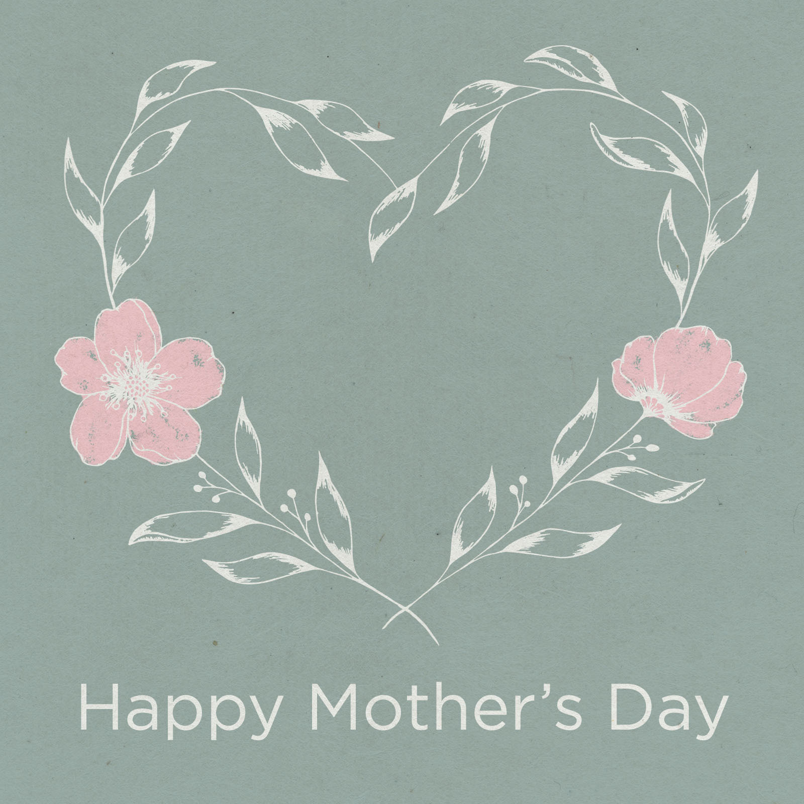 Neal’s Yard Remedies’ floral pink and white heart design on a grey-green background, with “Happy Mother’s Day” written in white below.